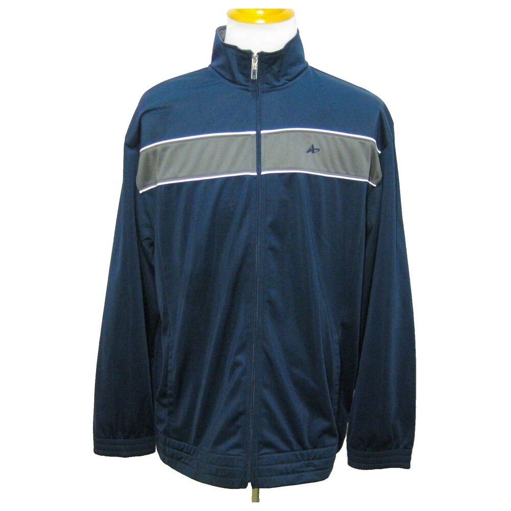 ATHLETECH Men's Size Large Blue Athletic Full Zip Track Jacket Windbreaker Coat